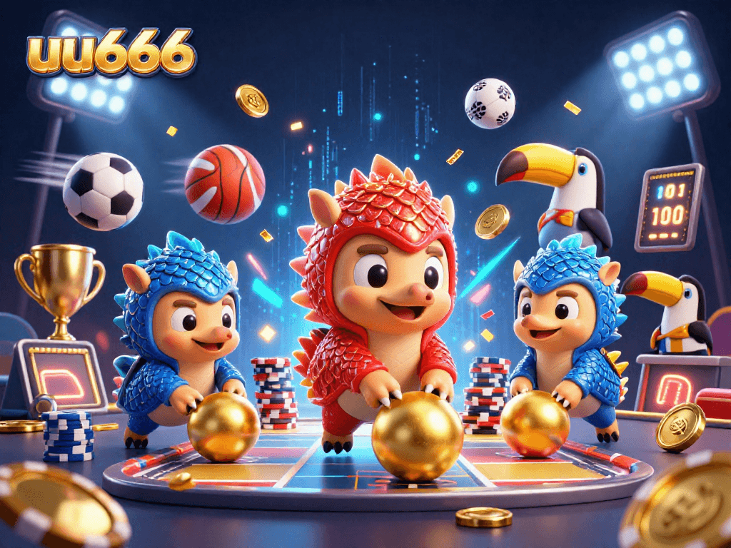 Experience thrilling competition with uu666's vibrant pair of pangolins in a dynamic gambling scene.