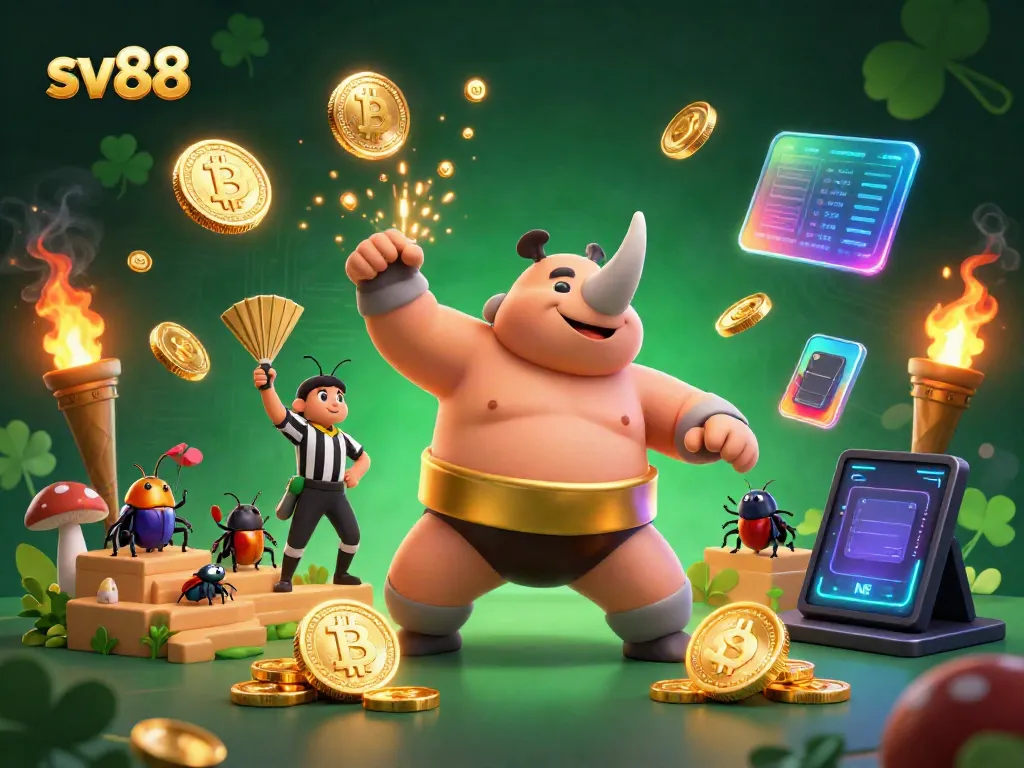 Unleashing wins at sv88 with a dynamic beetle sumo champion and flying coins.