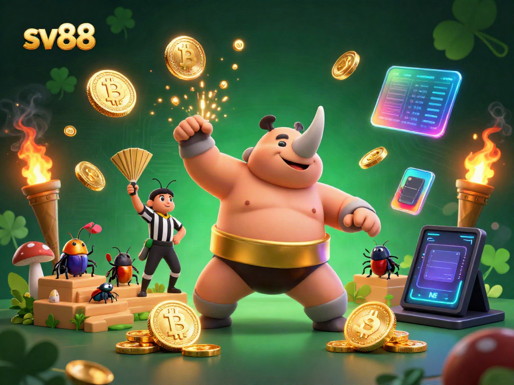 Unleashing wins at sv88 with a dynamic beetle sumo champion and flying coins.