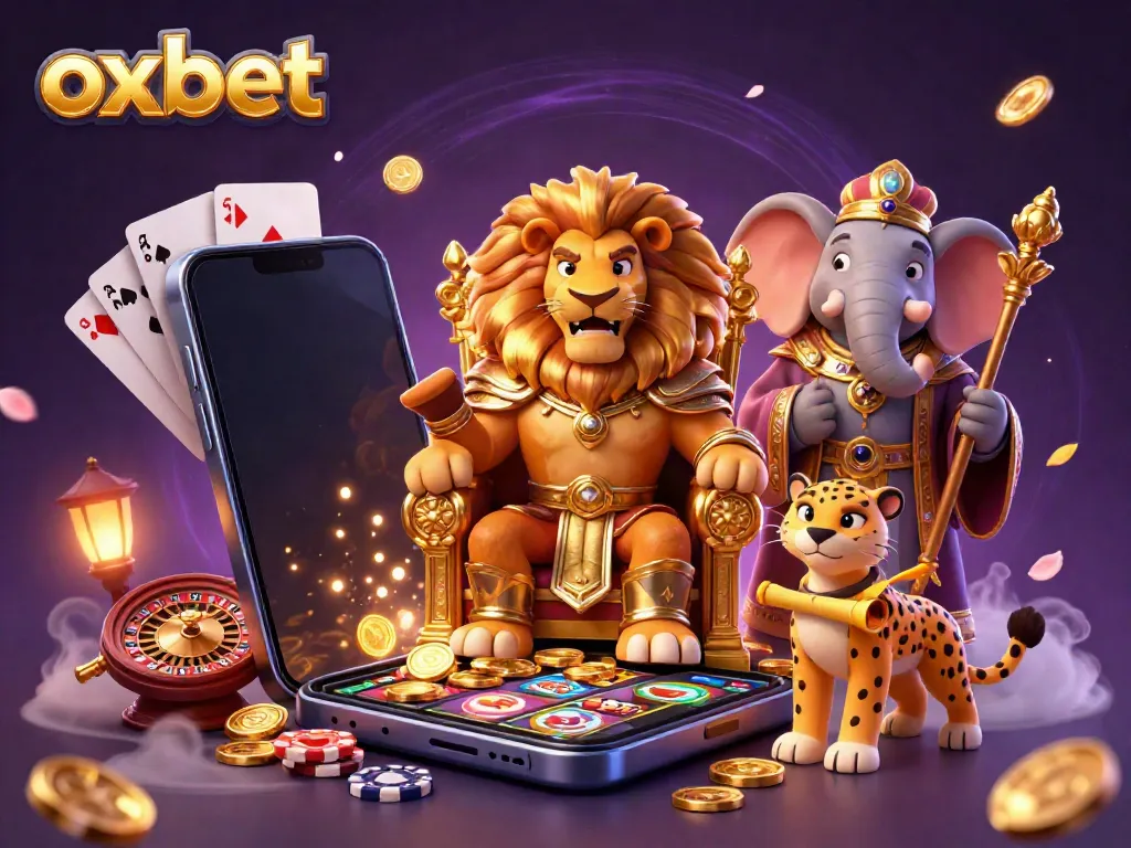 Experience the excitement of oxbet with vivid gaming characters and dynamic casino elements in a vibrant 3D scene.