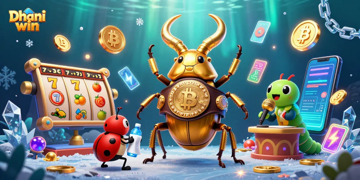 Dhani win: Engage in slot jackpots with vibrant 3D cartoon characters and crypto elements.