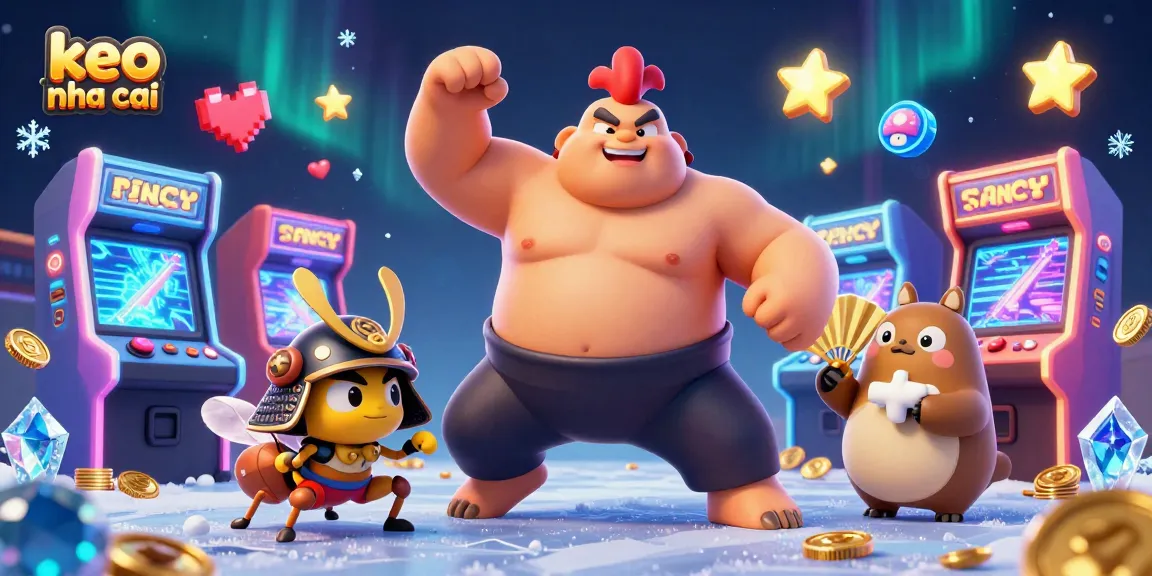 Experience keo nha cai with this vibrant 3D casino scene featuring a powerful rooster and samurai cricket.