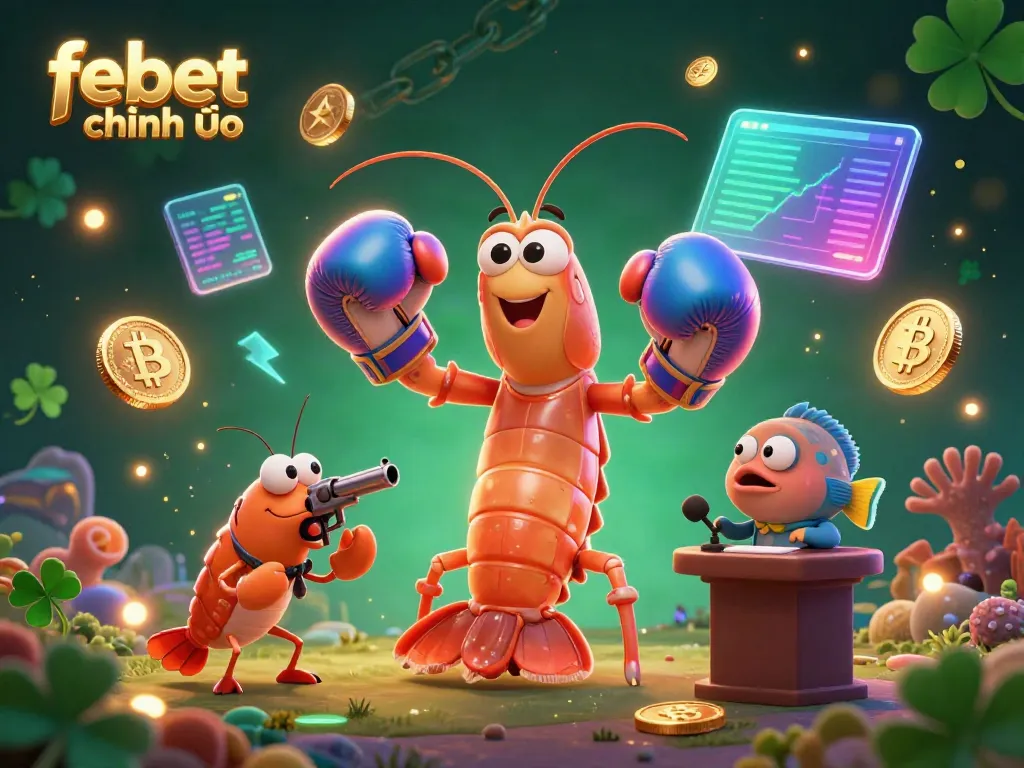 Experience the thrilling gamification with the febet chính thức characters, showcasing neon crypto elements and underwater friends.