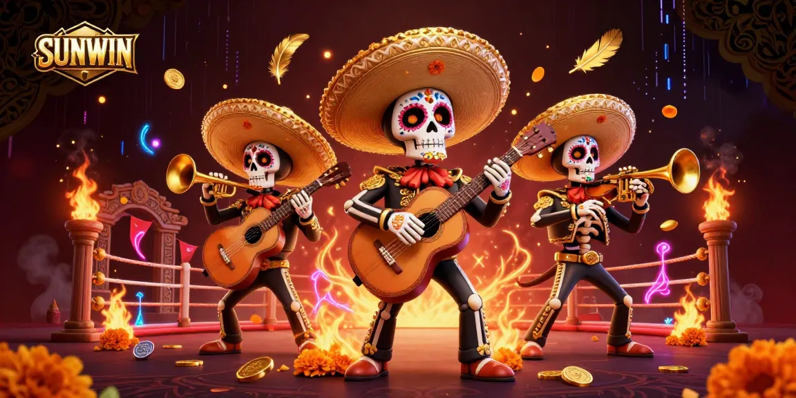 SUNWIN offers thrilling gambling experiences with a vibrant mariachi scene amidst gold coins and dynamic betting elements.
